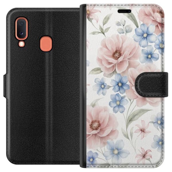 Samsung Galaxy A20e Lompakkokotelo Romanttiset kukat