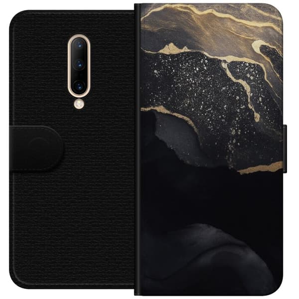 OnePlus 7 Pro Lommeboketui Svart gull abstrakt