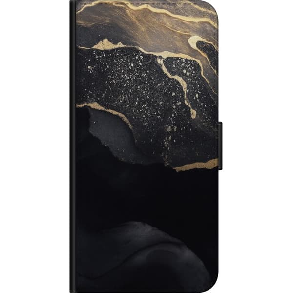 Huawei P smart 2019 Tegnebogsetui Sort guld abstrakt