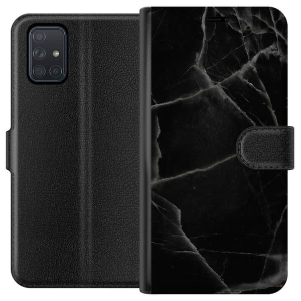 Samsung Galaxy A71 Lompakkokotelo Musta marmori