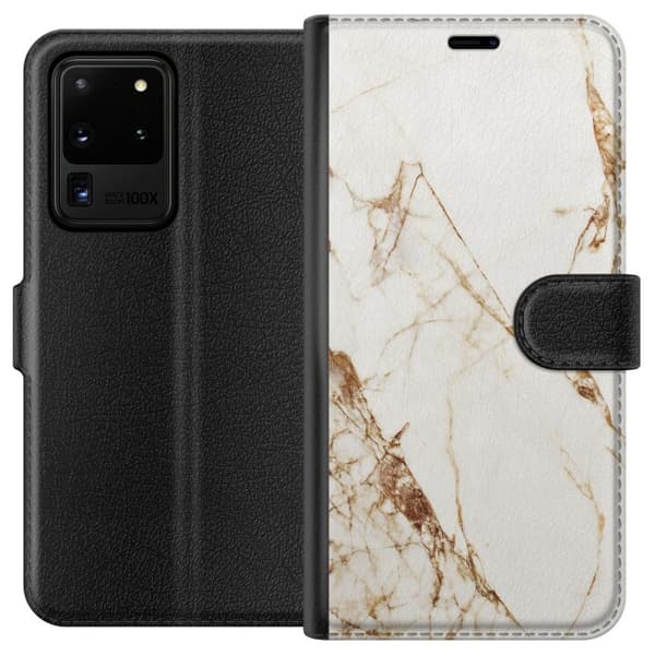 Samsung Galaxy S20 Ultra Lompakkokotelo Valkoinen marmori