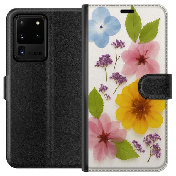 Samsung Galaxy S20 Ultra Lompakkokotelo Painetut kukat