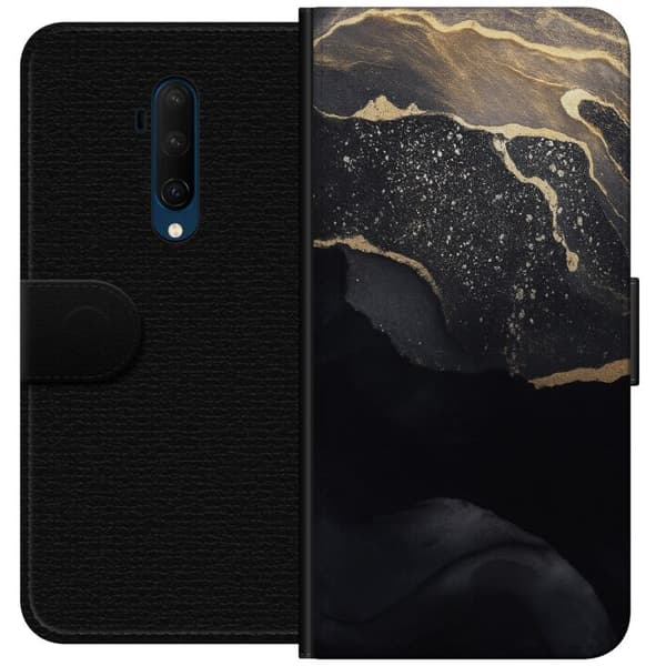 OnePlus 7T Pro Lompakkokotelo Musta kulta abstrakti