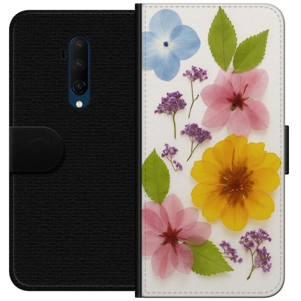 OnePlus 7T Pro Plånboksfodral Pressade blommor