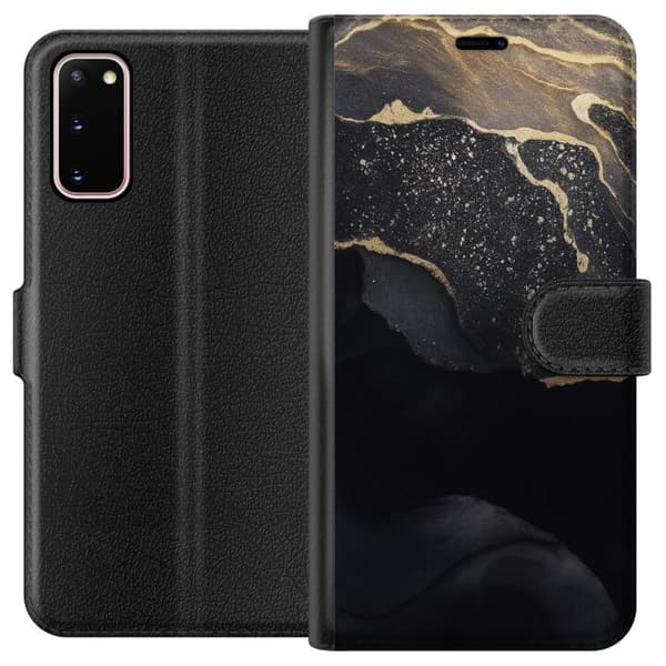 Samsung Galaxy S20 Tegnebogsetui Sort guld abstrakt