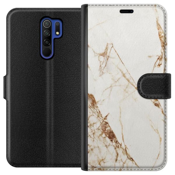 Xiaomi Redmi 9 Tegnebogsetui Hvid marmor