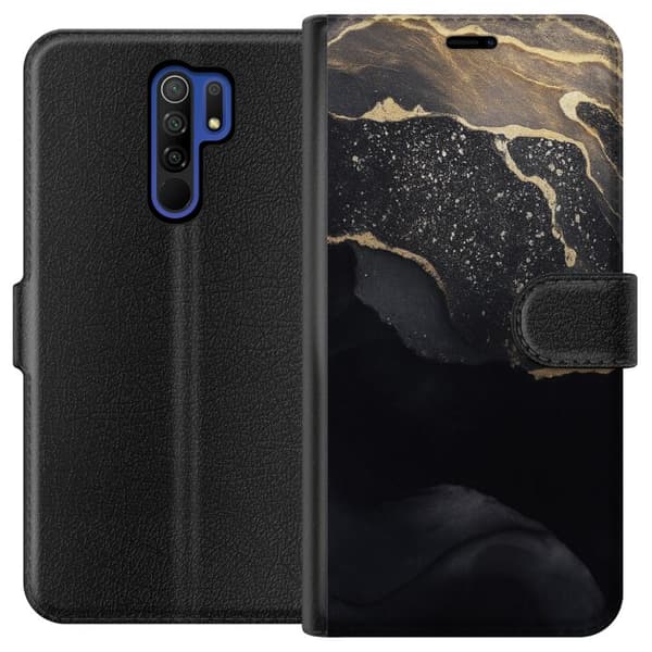 Xiaomi Redmi 9 Lommeboketui Svart gull abstrakt