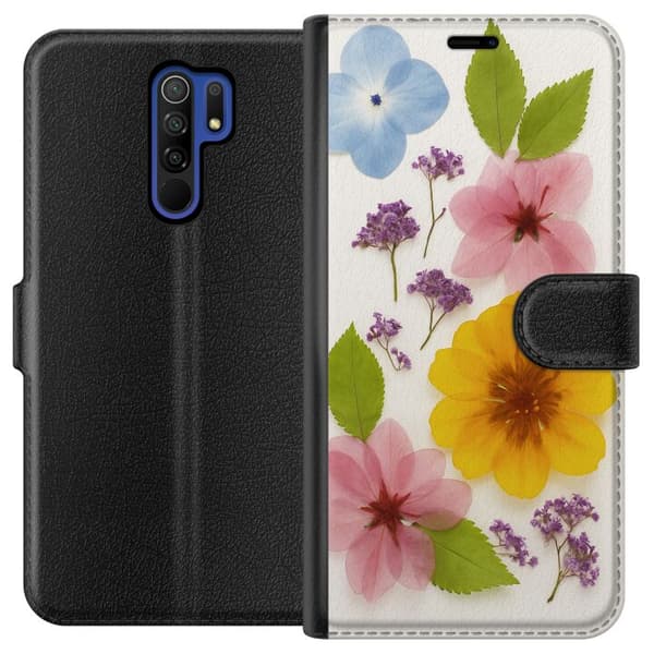 Xiaomi Redmi 9 Tegnebogsetui Pressede blomster