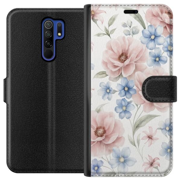 Xiaomi Redmi 9 Tegnebogsetui Romantiske blomster