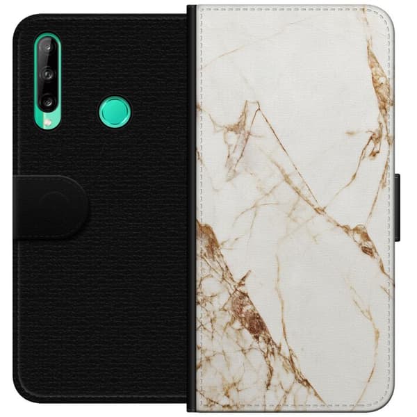 Huawei P40 lite E Lommeboketui Hvit marmor
