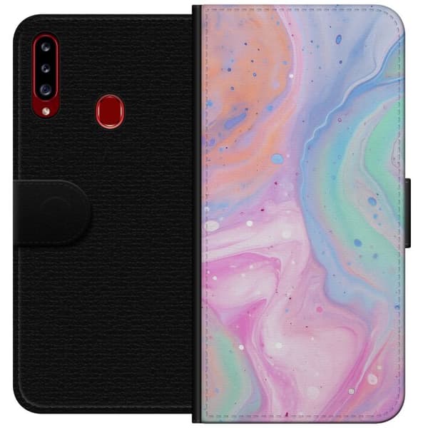 Samsung Galaxy A20s Tegnebogsetui Pastelmarmor