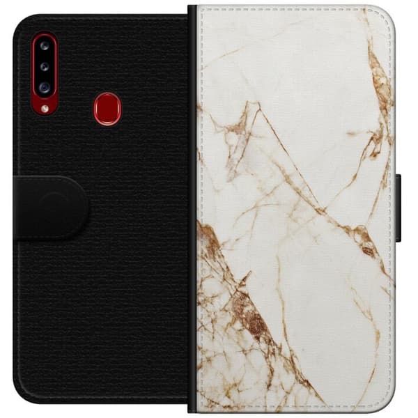 Samsung Galaxy A20s Tegnebogsetui Hvid marmor