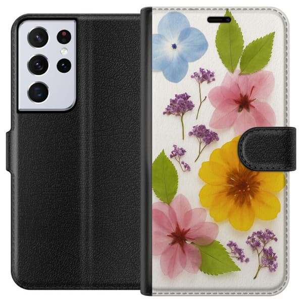 Samsung Galaxy S21 Ultra 5G Plånboksfodral Pressade blommor
