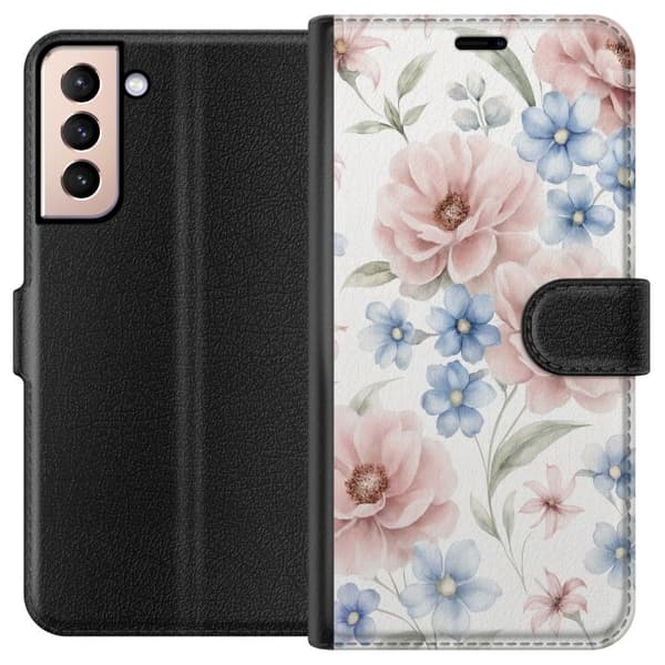 Samsung Galaxy S21 Plånboksfodral Romantiska blommor