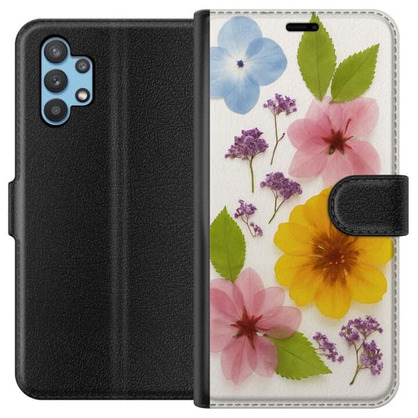 Samsung Galaxy A32 5G Plånboksfodral Pressade blommor