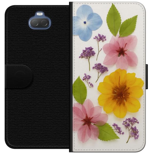 Sony Xperia 10 Lommeboketui Pressede blomster