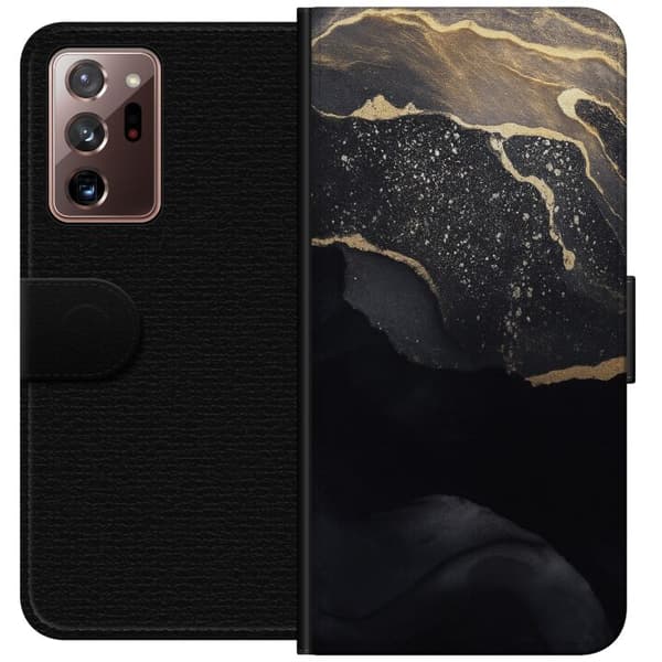 Samsung Galaxy Note20 Ultra Tegnebogsetui Sort guld abstrakt