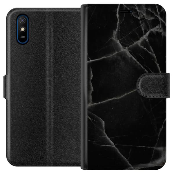 Xiaomi Redmi 9A Lompakkokotelo Musta marmori