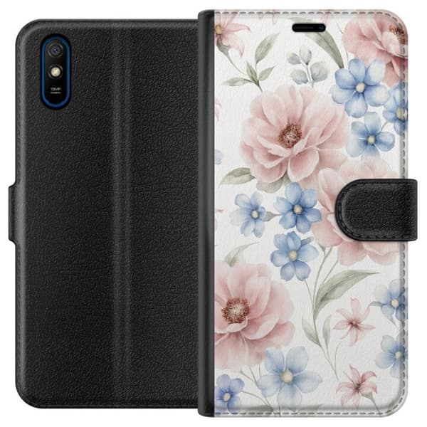 Xiaomi Redmi 9A Tegnebogsetui Romantiske blomster