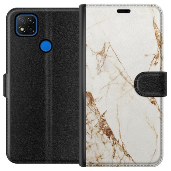 Xiaomi Redmi 9C Tegnebogsetui Hvid marmor