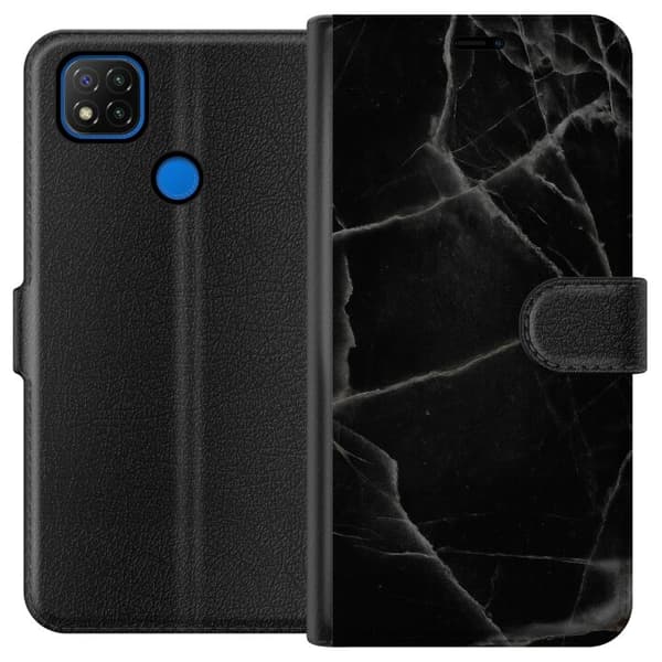 Xiaomi Redmi 9C Lommeboketui Svart marmor