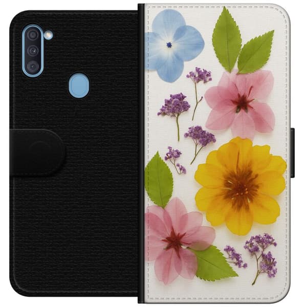 Samsung Galaxy A11 Tegnebogsetui Pressede blomster