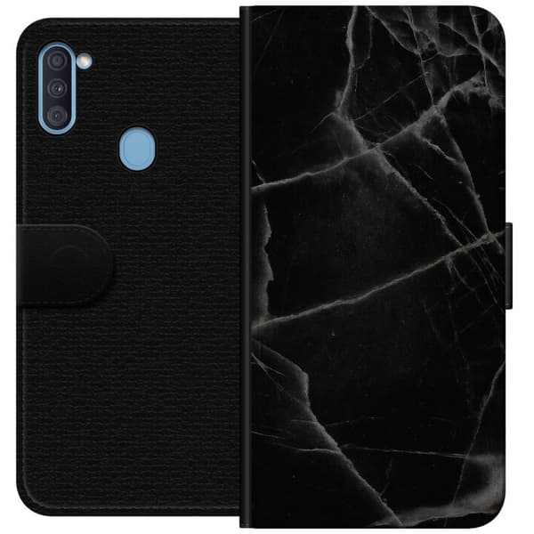Samsung Galaxy A11 Tegnebogsetui Sort marmor
