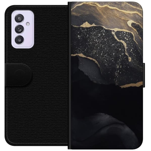 Samsung Galaxy A82 5G Lompakkokotelo Musta kulta abstrakti