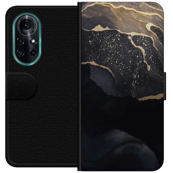 Huawei nova 8 Pro Lompakkokotelo Musta kulta abstrakti