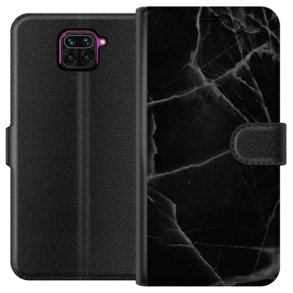 Xiaomi Redmi Note 9 Tegnebogsetui Sort marmor