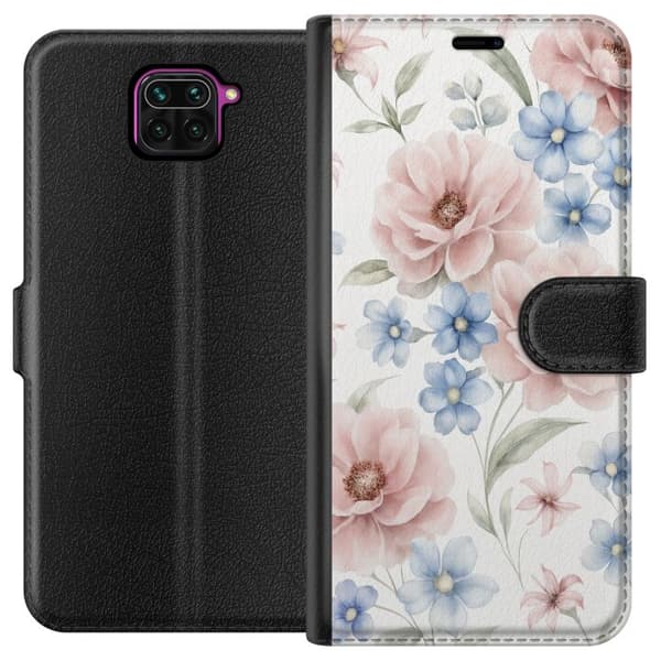 Xiaomi Redmi Note 9 Plånboksfodral Romantiska blommor
