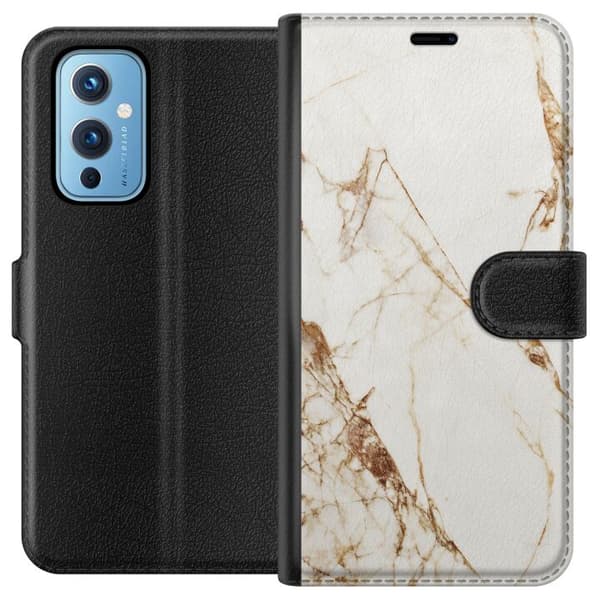 OnePlus 9 Plånboksfodral Vit marmor