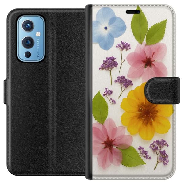 OnePlus 9 Plånboksfodral Pressade blommor