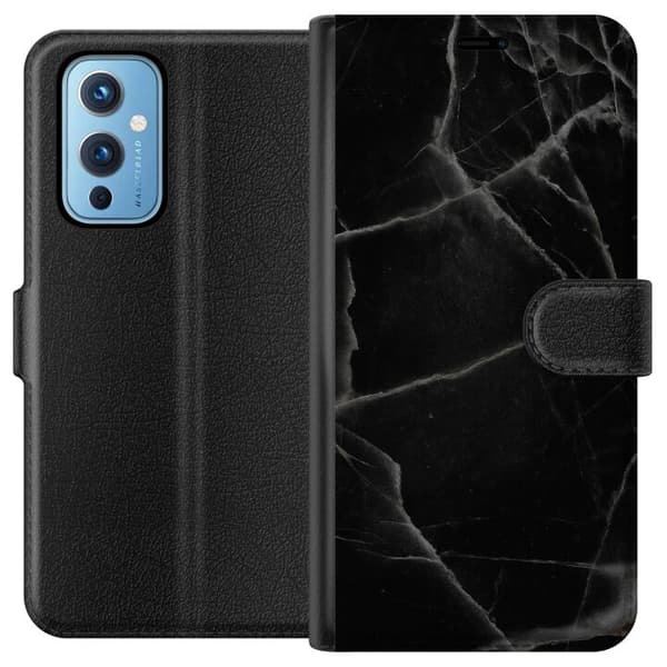 OnePlus 9 Plånboksfodral Svart marmor