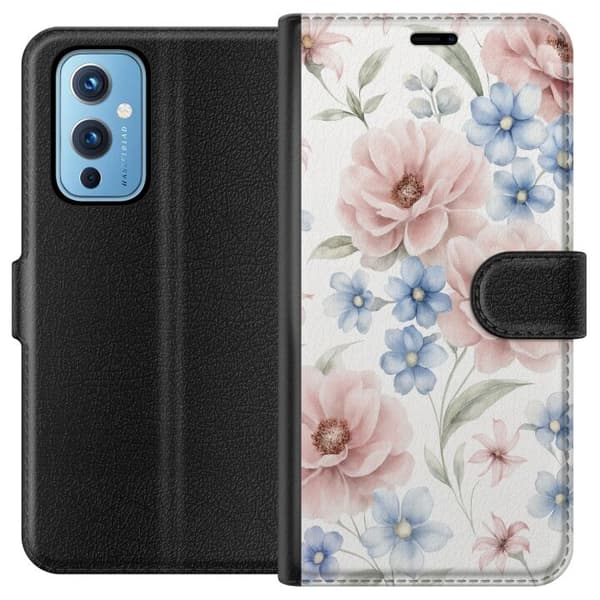 OnePlus 9 Plånboksfodral Romantiska blommor