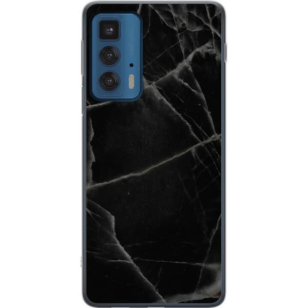 Motorola Edge 20 Pro Gennemsigtig cover Sort marmor