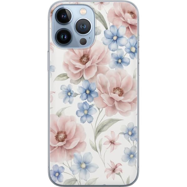 Apple iPhone 13 Pro Max Genomskinligt Skal Romantiska blommor
