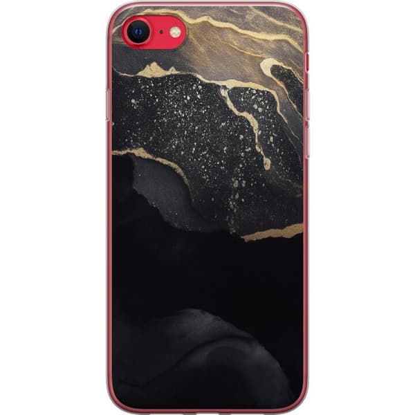 Apple iPhone SE (2020) Gennemsigtig cover Sort guld abstrakt