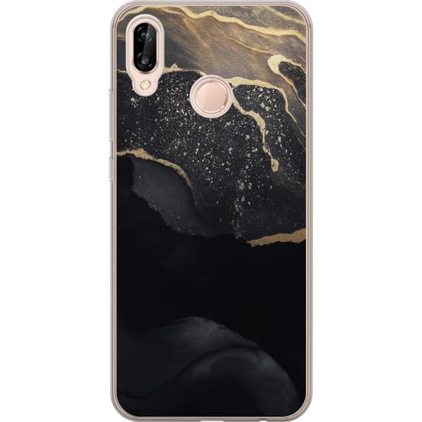 Huawei P20 lite Gjennomsiktig deksel Svart gull abstrakt