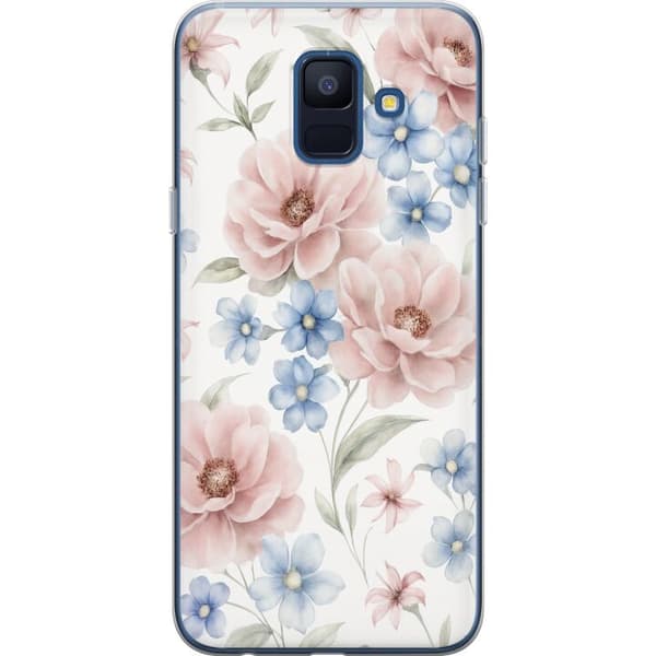 Samsung Galaxy A6 (2018) Läpinäkyvä kuori Romanttiset kukat
