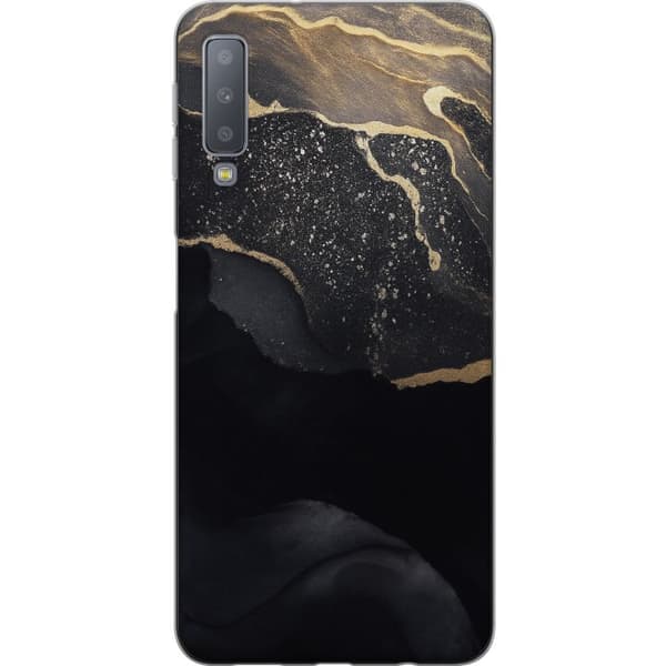 Samsung Galaxy A7 (2018) Läpinäkyvä kuori Musta kulta abstrakti