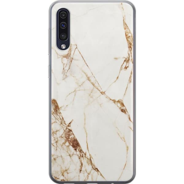 Samsung Galaxy A50 Gennemsigtig cover Hvid marmor