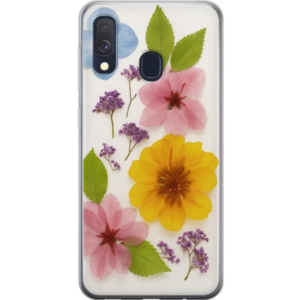 Samsung Galaxy A40 Gjennomsiktig deksel Pressede blomster