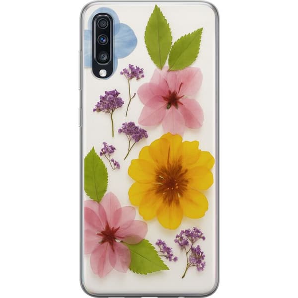 Samsung Galaxy A70 Genomskinligt Skal Pressade blommor