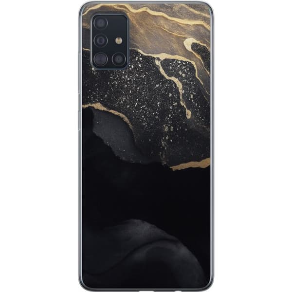 Samsung Galaxy A51 Läpinäkyvä kuori Musta kulta abstrakti