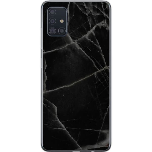 Samsung Galaxy A51 Läpinäkyvä kuori Musta marmori