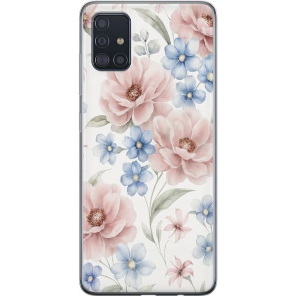 Samsung Galaxy A51 Läpinäkyvä kuori Romanttiset kukat