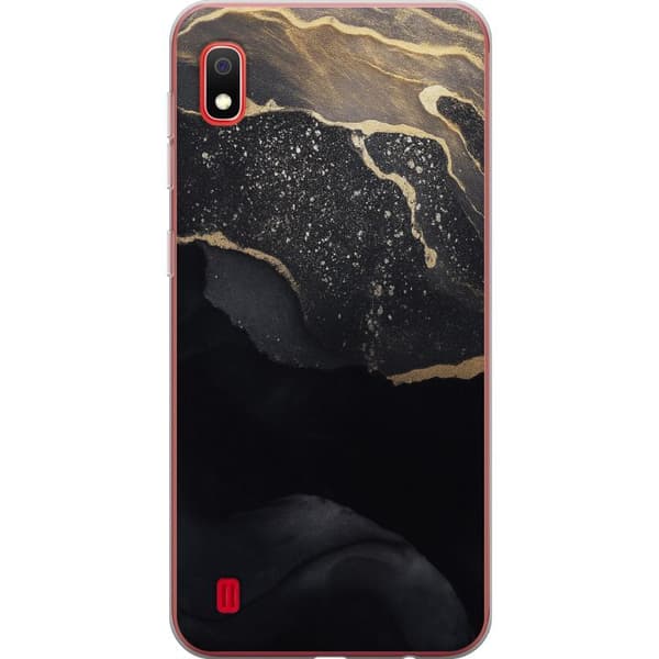 Samsung Galaxy A10 Läpinäkyvä kuori Musta kulta abstrakti