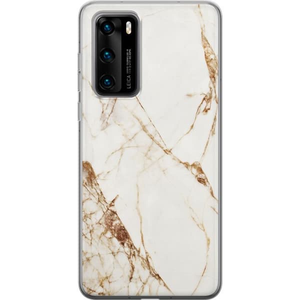 Huawei P40 Gjennomsiktig deksel Hvit marmor