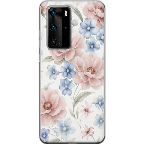 Huawei P40 Pro Gennemsigtig cover Romantiske blomster